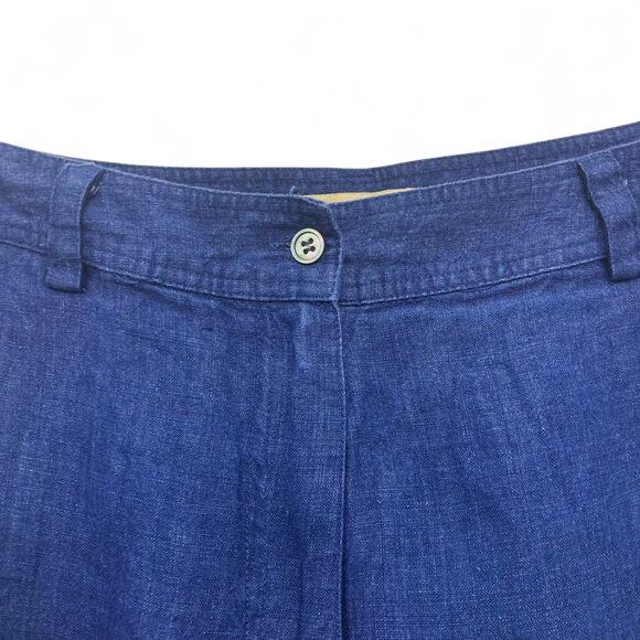 Kate Hill Cargo Pants Size 6 Navy Blue 100% Linen Wide Leg Utility Pockets - Picture 6 of 11